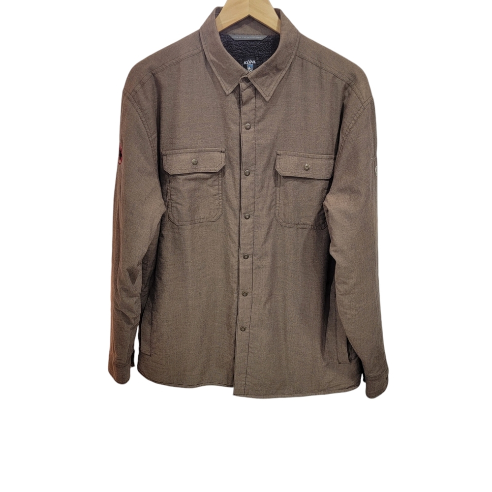 Kuhl Men’s Joyrydr Shirt Jacket Brown Fleece Lined Durable Winter Shacke…